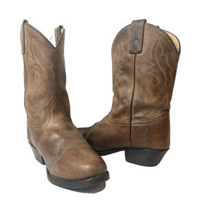 Cody James Brown Leather Cowboy Western Boots Junior Youth Big Kids' 3 D Pull On